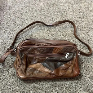 Vintage‎ Jaclyn Smith Patchwork Purse Red Genuine Leather Crossbody Bag Womens